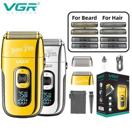Máquina de afeitar eléctrica VGR Shaver Maquinilla de afeitar profesional Recargable Barba Trimmer Máquina de afeitar portátil Pantalla digital Maquinillas de afeitar para hombres V-332 G230522