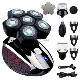 Rasoir électrique WAHFOX rasoir de tête 5 en 1 rasoir électrique pour hommes chauves tondeuse avec nez cheveux favoris tondeuse étanche humide sec Kit de toilettage YQ230928