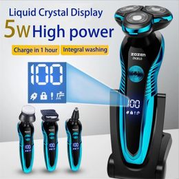 Afeitadora eléctrica, afeitadora eléctrica recargable lavable, cortadora de pelo, máquina de afeitar para hombres, recortadora de barba, uso dual en seco y húmedo 240115