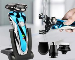 Afeitadora eléctrica, máquina de afeitar eléctrica recargable lavable para hombres, recortadora de barba, uso Dual en seco y húmedo 2202117055079