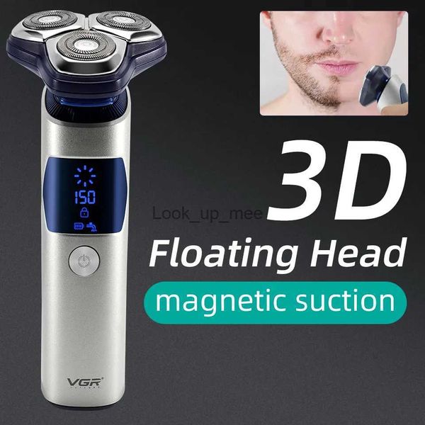 Máquina de afeitar eléctrica Máquina de afeitar eléctrica seca húmeda para hombres Barba Máquina de afeitar eléctrica facial recargable Máquina de afeitar flotante 3D IPX7 A prueba de agua YQ230928