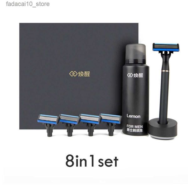 Máquinas de afeitar eléctricas 2023 Huanxin Men Razor Shaving Safety Razor Máquina de afeitar recta Hombres Máquina de afeitar con cuchillas Casetes de afeitado para barba Shavette Q240119