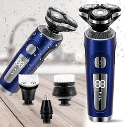 Elektrische Scheerapparaten 4 in 1 Elektrisch Scheerapparaat 3D Drijvende Snijders USB Snel Opladen Scheermes Machine voor Mannen Blades Draagbare baardtrimmer Clipper 230621