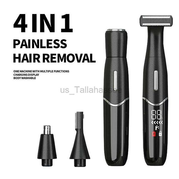 Avalores eléctricos 4 en 1 depilación para mujeres y cejas de hombres cejas de hombre recargable removedor de cabello raíz de brazos cortes de brazos faciales shaver sin dolor 240329