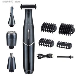 Barbeadores elétricos 4 em 1 Novo barbeador elétrico Aparador de barba elétrico USB recarregável Aparador de cabelo profissional Cortador de cabelo Navalha para adultos Cuidados com os cabelos Q240119