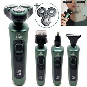 Rasoirs électriques 4 en 1 Smart Shaver LCD Affichage numérique Rasoir flottant à trois têtes USB Rechargeable Lavage Multi-fonction Barbe Couteau 230520