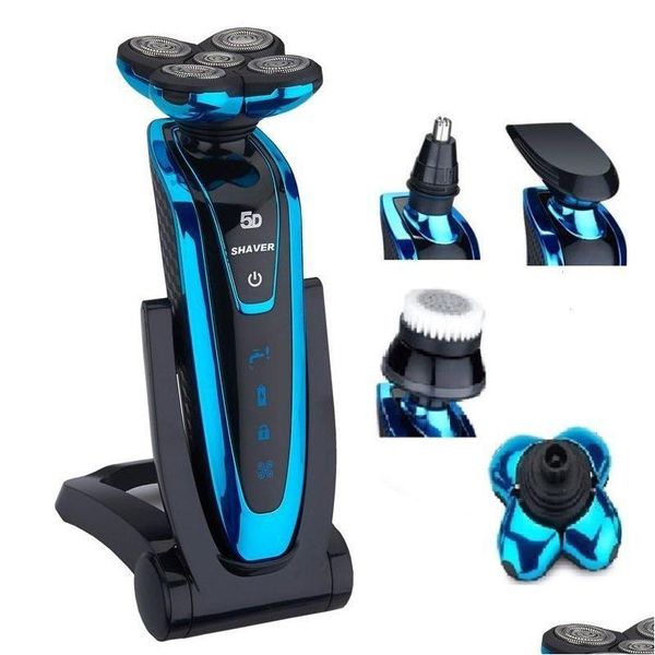 Rasoirs électriques 5D Kit de toilettage lavable rasoir tondeuse à barbe tête chauve rasoir pour hommes rasage rechargeable Hine humide goutte sèche livrer DHCR1