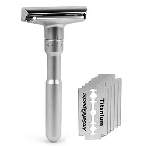 Elektrische scheerapparaten Verstelbare Veiligheid Razor Qshave Mens scheren dubbele rand klassiek mes blootstelling zes niveaus 1 handvat 5 bladen 221203