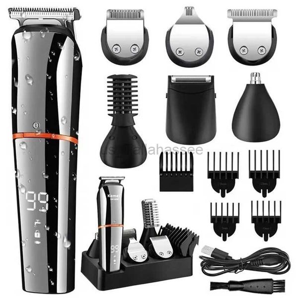 Afeitadoras eléctricas Todo en uno Barba Recortadora de cabello para hombres Kit de aseo Ceja Recortadora corporal Afeitadora Cortadora de cabello eléctrica Impermeable Recargable 240329