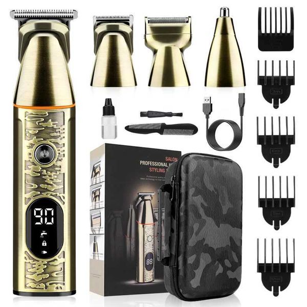 Shavers électriques tout métal 5 en 1 coupe-cheveux masculine multifonction hair électrique Clipper rasage de rasage ménage kit de toilettage lavable T240507