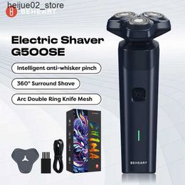 Rasoirs électriques BEHEART G500SE rasoir rotatif électrique pour hommes lame flottante 3D lavable rasoir de chargement USB de type C Q240318