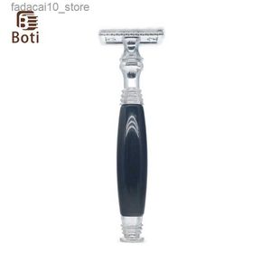 Afeitadoras eléctricas Boti Brush-Double Edge Safety Razor Holder Herramienta de barba para hombres Hoja de afeitar Color negro y plateado Daily Essentials Q240119