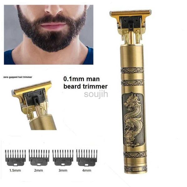 Rasoirs électriques Tondeuse à barbe électrique de 0,1 mm pour hommes, rasoir de beauté du visage, pince à cheveux avec ouverture nulle, décoloration du cou, tête de brûleur latéral, machine à pince à cheveux 240322