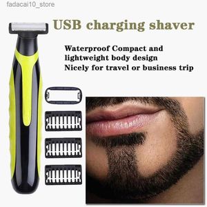 Rasoirs électriques Rasoir électrique USB Rechargeable rasoir de sécurité lavable tondeuse à barbe pour hommes petit T couteau tondeuse Portable Machine à raser Q240119