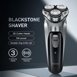 Afeitadoras eléctricas ENCHEN Blackstone Afeitadora rotativa eléctrica para hombres Hoja flotante 3D Lavable TypeC Máquina de afeitar recargable USB Barba 230808