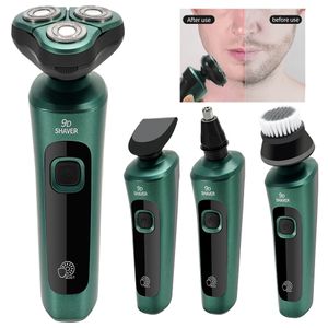 Rasoirs électriques Vert Smart Shaver LCD Affichage numérique Rasoir flottant à trois têtes USB Rechargeable Lavage Multi-fonction Barbe Couteau 230520