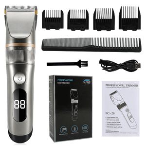 Rasoirs électriques Tondeuse à cheveux Tondeuse professionnelle pour hommes avec écran LED lavable rechargeable forte puissance coupe en céramique 230906