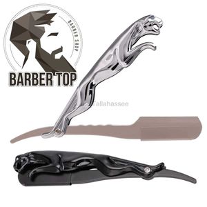 Afeitadoras eléctricas Maquinilla de afeitar Cheetah de alta calidad Cuchillo plegable manual Barbero Afeitadora recta de acero inoxidable Depiladora facial clásica Regalo para hombre 240329