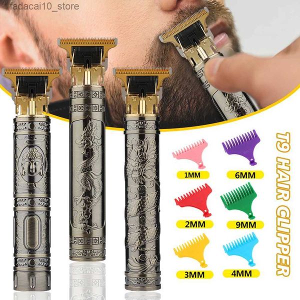 Rasoirs électriques Vente chaude Vintage T9 électrique sans fil coupe de cheveux Machine professionnelle cheveux barbier tondeuse pour hommes tondeuse rasoir barbe briquet Q240119