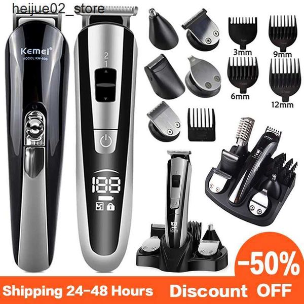 Afeitadoras eléctricas Kaimei Cortadora de cabello Cortadora de cabello eléctrica Kit de belleza Afeitadora multifuncional Cortadora de barba Máquina de corte inalámbrica Pantalla LCD 5 Q240318