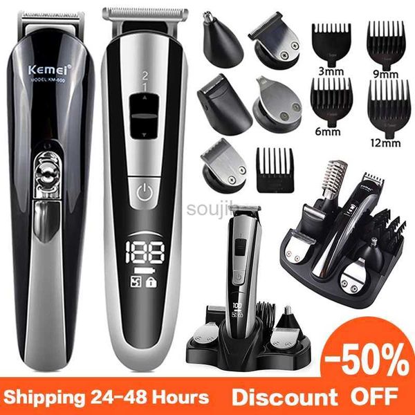 Afeitadoras eléctricas Kaimei Cortadora de cabello Cortadora de cabello eléctrica Kit de belleza Afeitadora multifuncional Recortadora de barba Máquina cortadora inalámbrica Pantalla LCD 5 240322