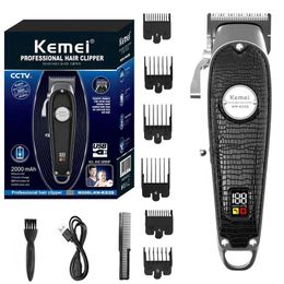 Elektrische scheerapparaten Keme K52S Kappeldhaar haar Trimmer Professional voor mannen Cordeloze Hair Clipper Electric Beard Pro Haircut Machine T240507