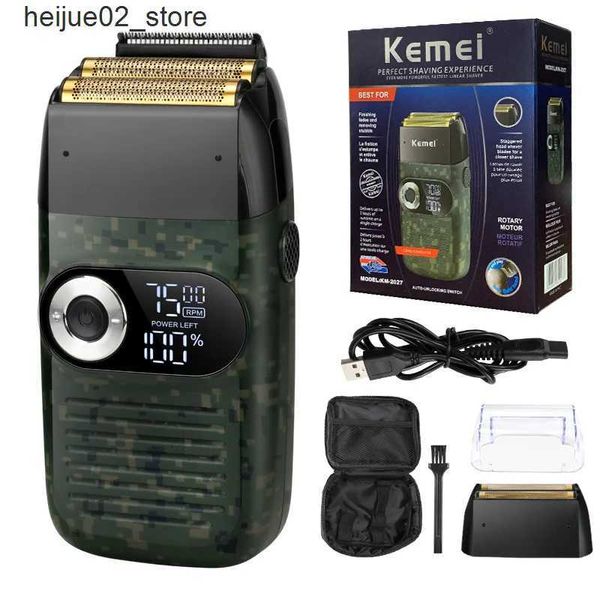 Rasoirs électriques Kemei 2-en-1 rasoir électrique rechargeable écran LCD portable sans fil hommes tondeuse à barbe alternative Q240319