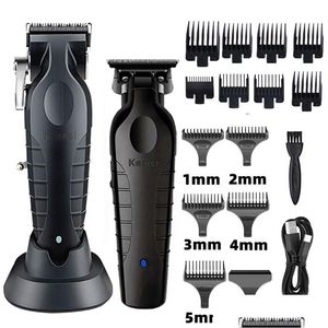 Elektrische scheerapparaten Kemei 2296 Kapper Draadloze tondeuse 0 mm Zero Gapped Carving Clipper Detailer Professionele afwerking Snijden Hine Dro Dh0Zf