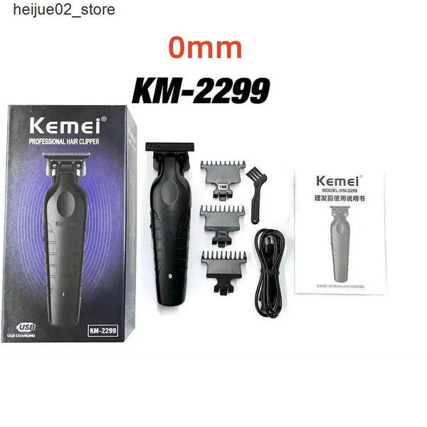 Rasoirs électriques Kemei 2299 Barber Tondeuse à cheveux sans fil 0 mm Zero Gapped Carving Clipper Detailer Professionnel Électrique Finition Machine de découpe Q240318
