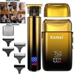 Shavers électriques Kemei 2in1 Trimmer des cheveux professionnels pour les hommes de la barbe Hair Clipper sans cordon Machine de cheveux électrique Machine de cheveux électrique rechargeable T240507