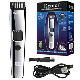 Elektrische scheerapparaten KEMEI 302S LCD Display Oplaadbare verstelbare baardtrimmer voor mannen elektrisch haar -trimmer van 1 mm tot 10 mm lithiumbatterij T240507