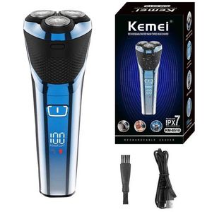 Shavers électriques Kemei 3D rasoir électrique flottant pour les hommes Face sec humide barbe rotatif rotatif Razor Razor rechargeable Machine de rasage facial USB Y240503