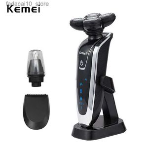 Rasoirs électriques Kemei 5D rasoir électrique rasoir hommes machine à raser tondeuse de nez étanche soins du visage rechargeable flottant barbe rasoir Q240119