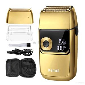 Afeitadoras eléctricas KEMEI Afeitadora eléctrica profesional de doble lámina para maquinillas de afeitar, cabezal para peluquero calvo, recortador de barba y pelo inalámbrico 240329