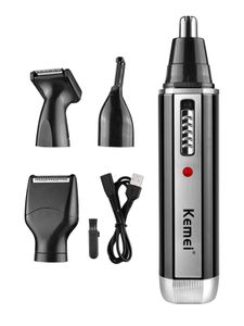 Shavers électriques Kemei Electric Nose Oreille Trimmer 4 po en 1 Set Trimez rechargeable Trimmer Our Ear Barbe Shaver Cair Cliper Machine pour hommes Y240503