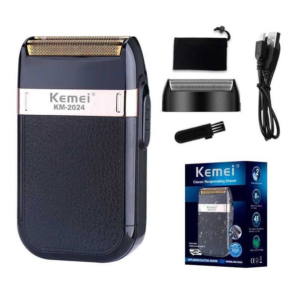 Shavers électriques Kemei Rasoir électrique pour hommes à la mode pour hommes en cuir étanche étanche à la barbe professionnelle rechargeable Razor KM-2024 T240507