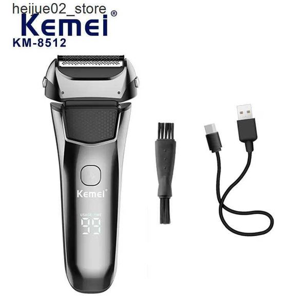 Afeitadoras eléctricas Kemei máquina de afeitar eléctrica máquina de afeitar de lámina impermeable para hombre máquina de afeitar seca y húmeda recortadora de barba de belleza Q240318