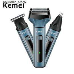 Rasoirs électriques Kemei tondeuse à cheveux rasoir électrique 3 en 1 tondeuse à cheveux hommes Rechargeable sans fil feuille barbe rasoir toilettage Machine de rasage Q240318