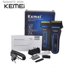 Rasoirs électriques Kemei KM-2016 rasoir électrique sans fil pour hommes tondeuse à barbe Rechargeable alternative Double toiletteur utilisation humide et sèche Q240119