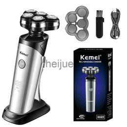 Afeitadoras eléctricas Kemei LCD Dislay Afeitadora eléctrica a prueba de agua para hombres Barba seca húmeda Máquina de afeitar eléctrica Máquina de afeitar facial recargable x0918