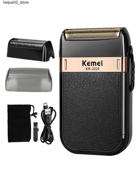 Rasoirs électriques Kemei rasoir électrique pour hommes étanche double lame rasoir sans fil alternatif rasoir rechargeable USB Q240318