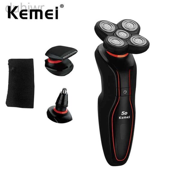 Rasoirs électriques Kemei hommes rasoir Rechargeable rotatif tête flottante rasage 5 lames pour cadeaux chauve mari petit ami 2442