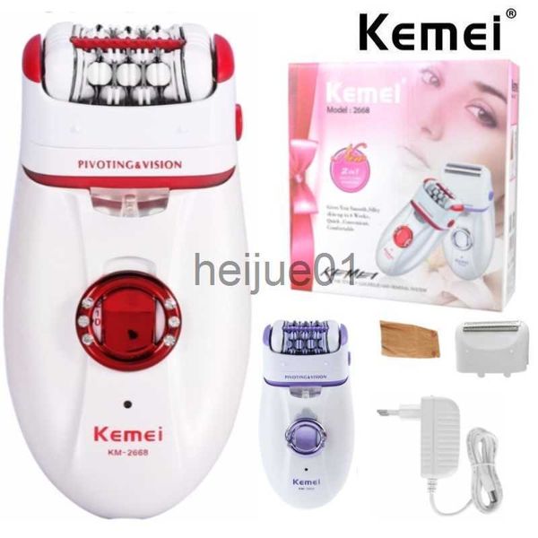 Afeitadoras eléctricas Kemei Mini 2 en 1 Máquina de depilación Eléctrica Recargable Depiladora femenina Mujeres Lady Shaving Trimmer Bikini Pierna Cuerpo Depilador x0918