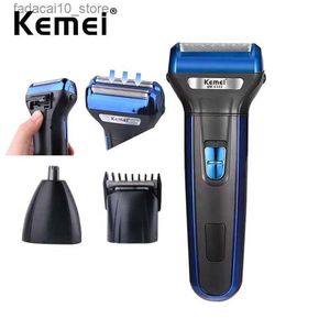 Rasoirs électriques Kemei multifonctionnel 3 en 1 rasoir électrique à grille Rechargeable sans fil tondeuse à cheveux barbe nez tondeuse à cheveux rasoir Kit de toilettage Q240119