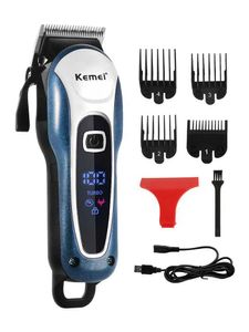 Elektrische Shavers Kemei Professional Barber Hair Trimmer for Men Electric Beard Cutter Hair Snijmachine met LED -display Haar geknipt Cutless T240507