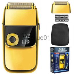 Afeitadoras eléctricas Kemei Professional Hair Barba Afeitadora eléctrica para hombres Carcasa de metal Maquinilla de afeitar eléctrica Máquina de afeitar de cabeza lavable Recargable x0918