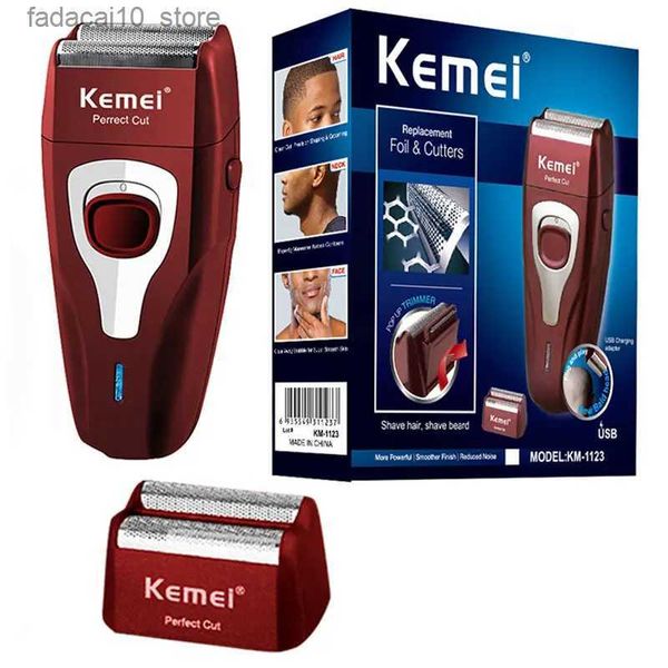 Rasoirs électriques Kemei rasoir électrique rechargeable cheveux barbe rasoir électrique pour hommes tête chauve rasage machine-outil Q240119