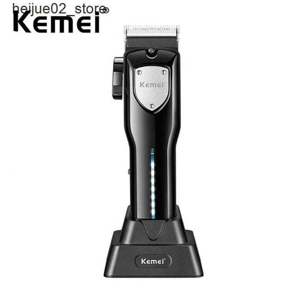 Rasoirs électriques Kemei tondeuse à cheveux rechargeable sans fil réglable rasage coupe-cheveux électrique puissante machine de coupe de cheveux avec base de charge Q240318