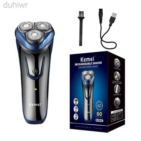 Máquinas de afeitar eléctricas Kemei Recargable para hombre Afeitado Inalámbrico Rotary Wet Dry Shaver Venta superior y 3 cabezas KM-2807 2442