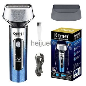 Rasoirs électriques Kemei lavable humide sec rasoir électrique pour hommes visage barbe rasoir électrique tête rechargeable chauve système de machine de rasage à 3 lames x0918